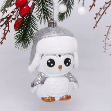 Ёлочная игрушка "Новогодний пингвин" 7*6*11 см, серебро