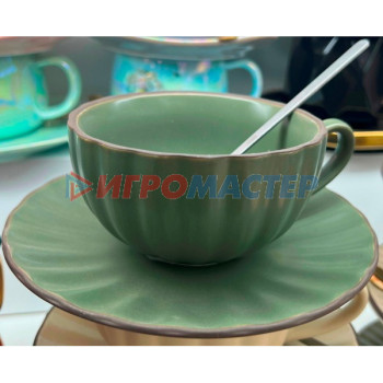 Чайные пары Чайная пара "Монте" (кружка 220мл, блюдце, ложка) зеленый
