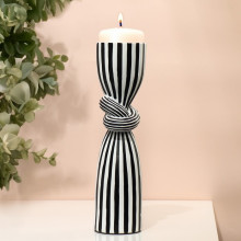 Подсвечник для одной свечи «Узел», цвет бело-черный 29,5 х 7,5 х 7,5 см