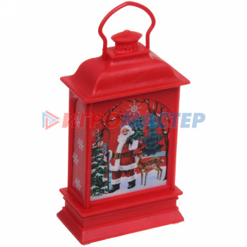 Сувенир с подсветкой "Новогодняя лампа с Дедом Морозом" 12,5*6,5 см, Красный (3xLR44)