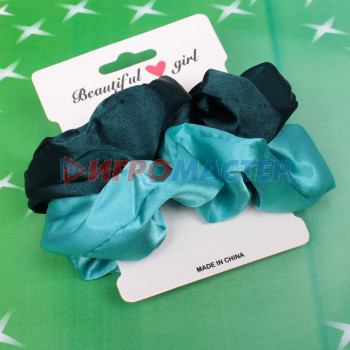 Резинки для волос 2шт на блистере "Bright collection", 2 цвета (голубой, темно-синий), d- 12 см