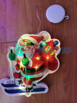 Световые фигуры Фигура светодиодная "Дед Мороз на лыжах" 18*21 см (батарейки 3 ААА), 1 режим