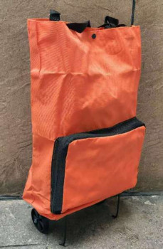 Тележки с сумкой Сумка хозяйственная складная на 2х колёсах оранжевая SYD-024