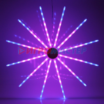 Фигура светодиодная Цифровая "Огненный круг" 70 см, 12 лучей, 96 ламп LED, с пультом ДУ, более 8 реж, Мультицвет
