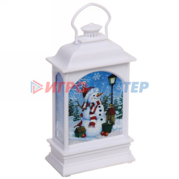 Сувенир с подсветкой "Новогодняя лампа со снеговичком" 12,5*6,5 см, Белый (3xLR44)
