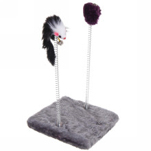 Игрушка для кошек напольная с пружинками и колокольчиком "ЛАПКИБум", цвет серый, 15*15*20см
