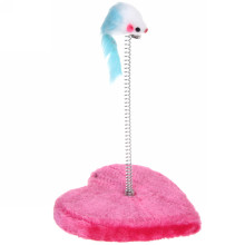 Игрушка для кошек напольная с пружинкой и колокольчиком "ЛАПКИБум", цвет розовый, 15*15*20см