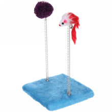 Игрушка для кошек напольная с пружинками и колокольчиком "ЛАПКИБум", цвет голубой, 15*15*20см