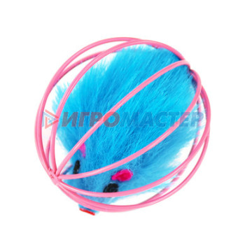 Игрушка - мячик для кошек "ИГРУЛИК", мышка, цвет розовый / голубой, d - 6см