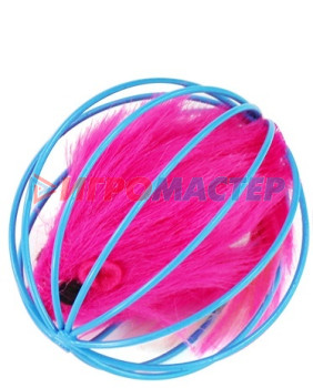 Игрушка - мячик для кошек "ИГРУЛИК", мышка, цвет голубой / розовый, d - 6см