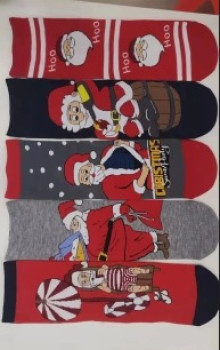Домашняя обувь и носки Носки новогодние "Дед мороз", микс 5 цветов, р-р36-42 (крючок, пакет, стикер)