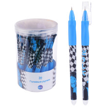 Ручка гелевая прорезиненная Аниме &quot;Клетка голубая&quot; с эргономичной резинкой для пальцев цвет че