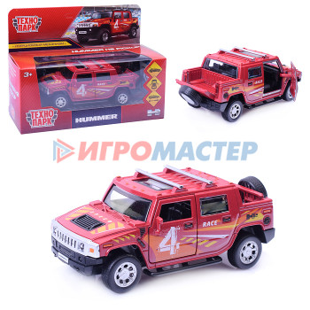 Коллекционные модели Машина металл Hummer H2 Pickup Спорт, 12 см, (двер, багаж, красный) инерц, в коробке