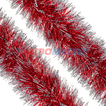 Фольгированные украшения Мишура S0947-3 (10см*2м) белый-красный