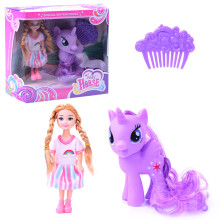 Кукла с лошадкой BYL046-9 с расческой, в коробке