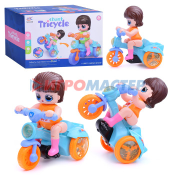 Интерактивные игрушки (до 3-х лет) Мотоцикл 636B с девочкой, на батарейках, в коробке