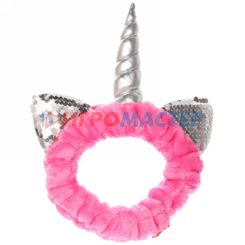 Повязка на голову "Beauty Mapafet- Единорожка", цвет розовый, голубой и белый, 6*20см ( упаковка белый ZIP пакет )