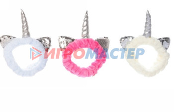 Повязка на голову "Beauty Mapafet- Единорожка", цвет розовый, голубой и белый, 6*20см ( упаковка белый ZIP пакет )