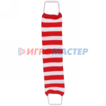 Мочалки комбинированные и скрабирующие Мочалка для тела "ULTRAMARIN KIPARIS", мягкая, пластиковые ручки, цвет красный, 60*11см