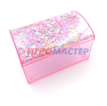 Шкатулки Шкатулка пластиковая с зеркалом "KiKi HAUS", сундучок, цвет розовый, 14.5*9.5*9см (в пакете)