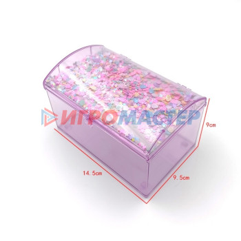 Шкатулки Шкатулка пластиковая с зеркалом "KiKi HAUS", сундучок, цвет сиреневый, 14.5*9.5*9см (в пакете)