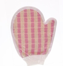 Мочалка - варежка массажная "SANTA MONIKA - VERONA", цвет белый / розовый, 20*14см (ZIP пакет)