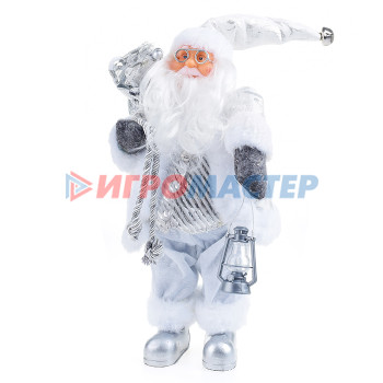 Фигуры новогодние Сувенирный Дедушка Мороз S0113 в серебристом костюме, 30см в пакете