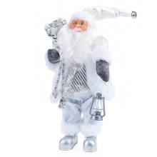 Сувенирный Дедушка Мороз S0113 в серебристом костюме, 30см в пакете