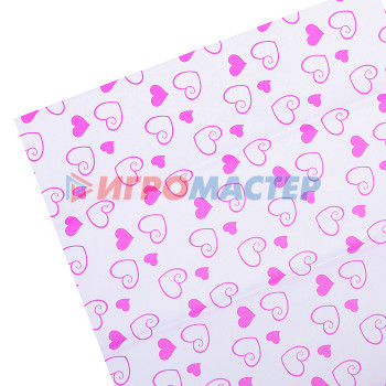 Бумага тишью c орнаментом &quot;Розовые сердца на белом фоне&quot; 50x70 см, 17 г/м², 5 л, пластиковы
