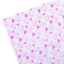 Бумага тишью c орнаментом &quot;Розовые сердца на белом фоне&quot; 50x70 см, 17 г/м², 5 л, пластиковы