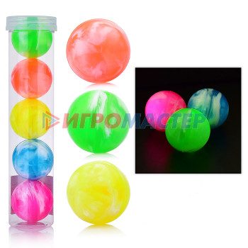 Мяч-прыгун (каучук), мячи-трансформеры Мяч 00-3021 &quot;Цветная дымка&quot; (4,5 см), со светом, в тубе