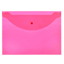 Папка-конверт на кнопке &quot;Attomex&quot; A4 (330x240 мм) 120 мкм, полупрозрачная красная