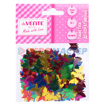 Наборы для творчества Пайетки декоративные &quot;Бабочки&quot; 14 г, размер 15x12 мм, ассорти цветов, в пластиковом пакете 