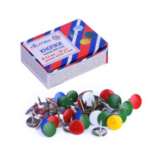 Кнопки канцелярские &quot;Attomex&quot; диаметр 9,5 мм, цветные 50 шт в картонной коробке