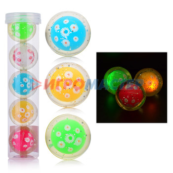 Мяч-прыгун (каучук), мячи-трансформеры Мяч 00-3025 &quot;Цветочек&quot; (4,5 см), со светом, в тубе