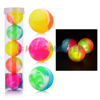Мяч-прыгун (каучук), мячи-трансформеры Мяч 00-3022 &quot;Разноцветная дымка&quot; (4,5 см), со светом, в тубе