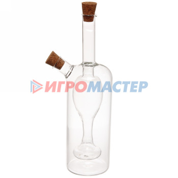 Бутылка стеклянная для специй 350мл "Хай-Тек" с пробковой крышкой, бокал