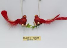 Украшение подвесное "Величественная птица" 18*4*5 см (набор 2шт.), Красный