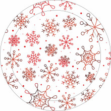 Тарелка бумажная 18 см в наборе 10 шт "Снежные искры", красный