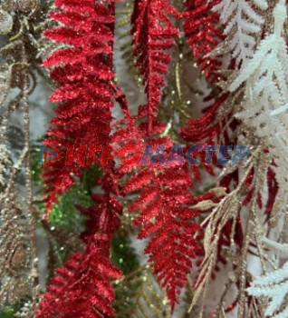 Новогодние композиции Украшение новогоднее "Сияющий папоротник" 1,80 м, Красный