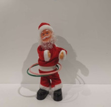 Дед Мороз музыкальный 30 см в красной шубе с обручами (работает от 3*АА - в комплект не входят)