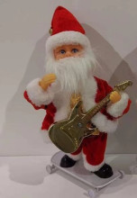 Дед Мороз музыкальный 30 см в красной шубе с гитарой (работает от 3*АА - в комплект не входят)