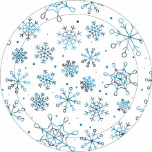 Тарелка бумажная 18 см в наборе 10 шт "Снежные искры", голубой