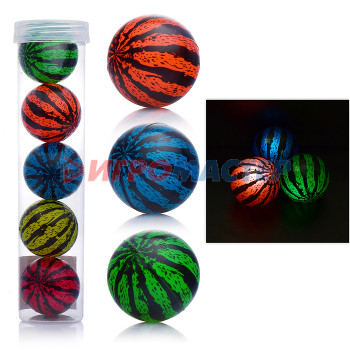Мяч-прыгун (каучук), мячи-трансформеры Мяч 00-3024 &quot;Арбузик&quot; (4,5 см), со светом, в тубе
