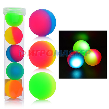 Мяч-прыгун (каучук), мячи-трансформеры Мяч 00-3017 &quot;Яркие краски&quot; (4,5 см), со светом,  в тубе