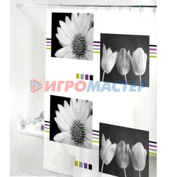 Штора для ванной EVA 180*180 "Селфи" Белые цветы