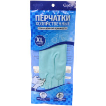 Перчатки хозяйственные повышенной прочности синие pvc, размер XL