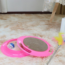 Игрушка для кошек интерактивная с пружинкой перышками "ЛАПКИБум", цвет розовый, 36*25см