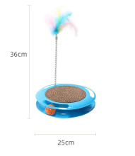 Игрушка для кошек интерактивная с пружинкой перышками "ЛАПКИБум", цвет голубой, 36*25см