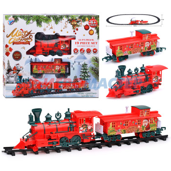 Железные дороги, поезда Железная дорога YY-543 &quot;Merry Christmas&quot; 450 см., свет, звук, дым (19 дет) в коробке